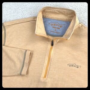 Orvis Trout Bum 1/4 Zip Pullover Men's MEDIUM Orange Heather Hiking 1R47